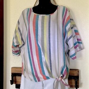 Color Stripe Top Women’s Size Large Time and Tru